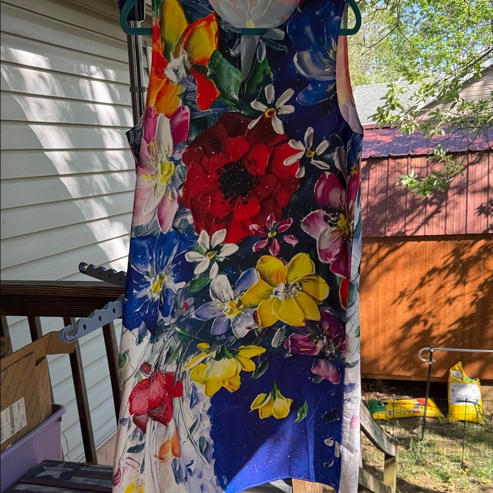 Long Floral Print Sleeveless  Dress  Womens 1x gorgeous flowers